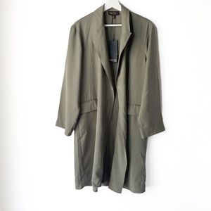 TRUTH by REPUBLIC Oversized Coat Lightweight Soft Lyocell Open Front Green S